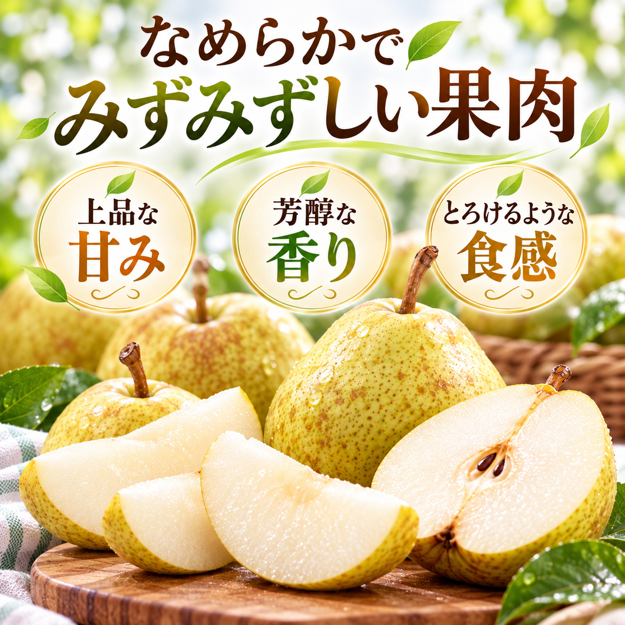 洋梨の果肉・甘み・香りのイメージ