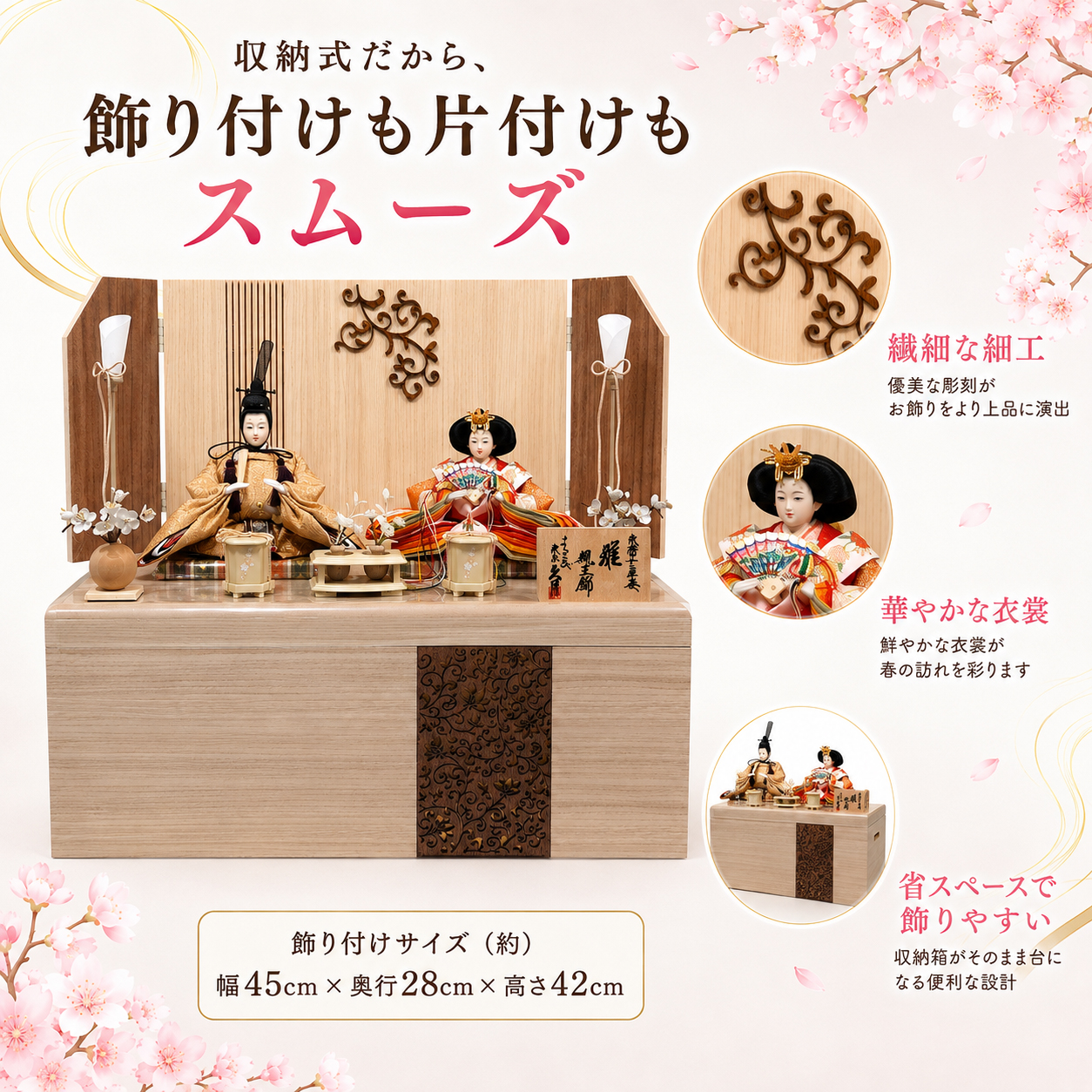 雛人形を見つめる女の子