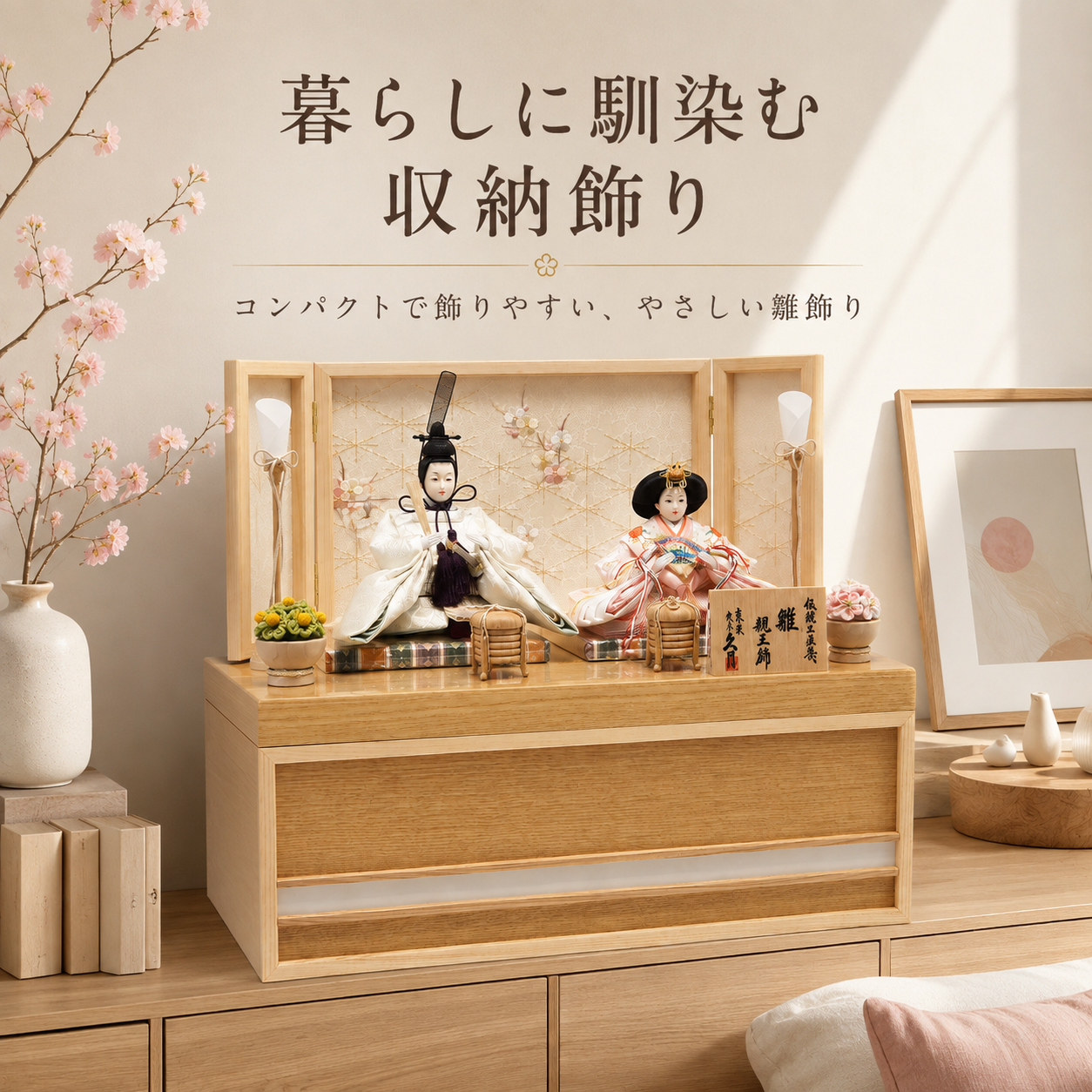 リビングに飾った久月雛人形