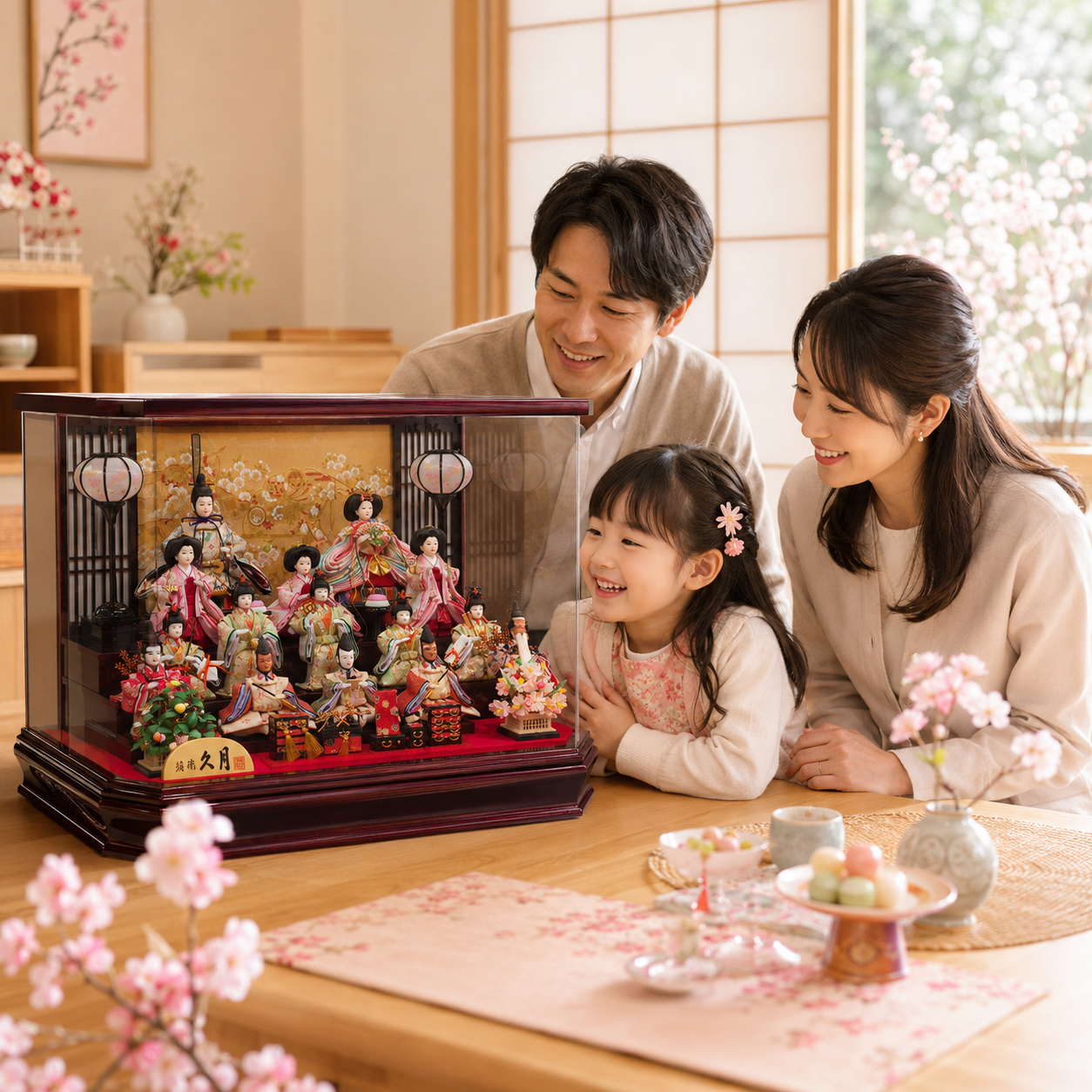 久月 雛人形 リビング ケース飾り