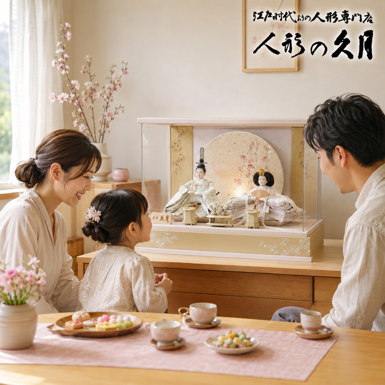 久月の雛人形をお部屋に飾ったイメージ