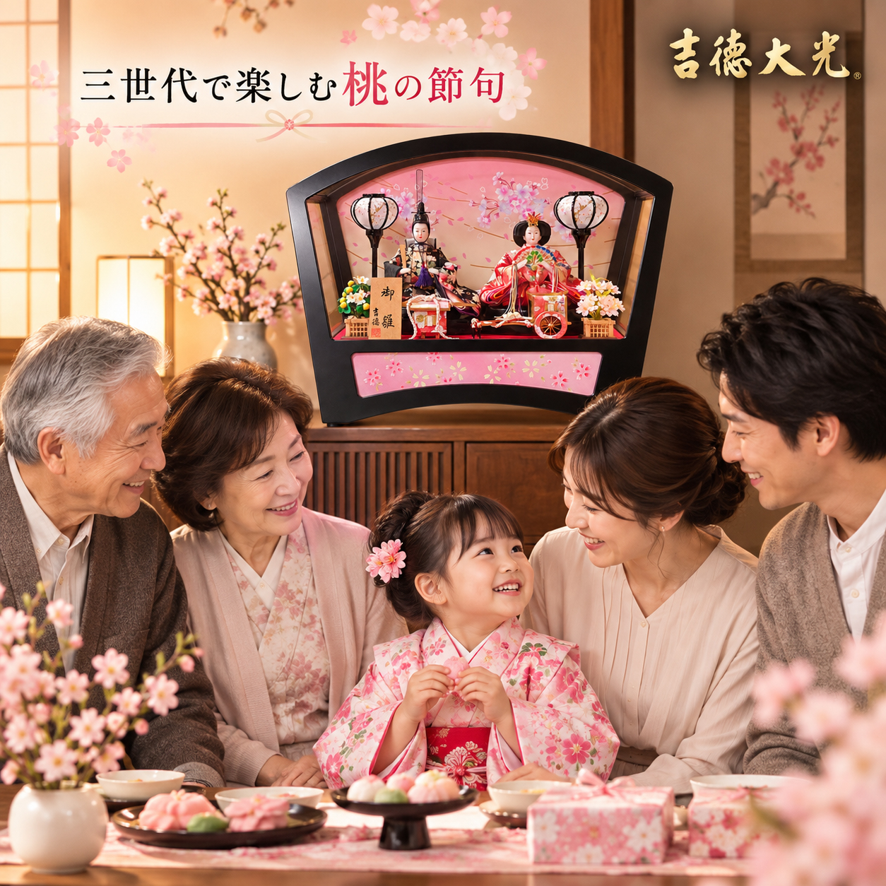 三世代で祝う桃の節句