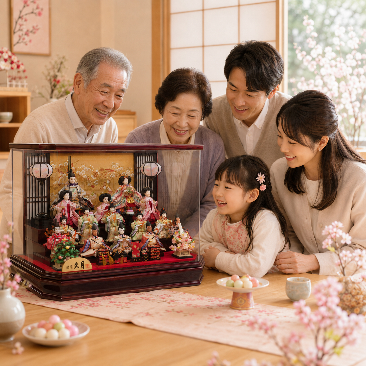 久月 雛人形 リビング ケース飾り