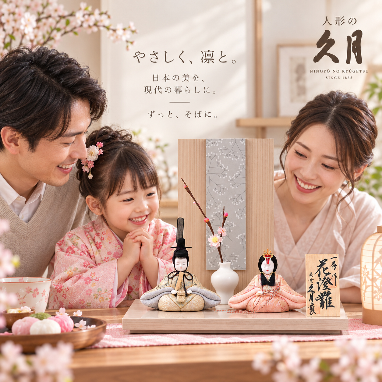 雛人形 初節句 家族 女の子 桃の節句