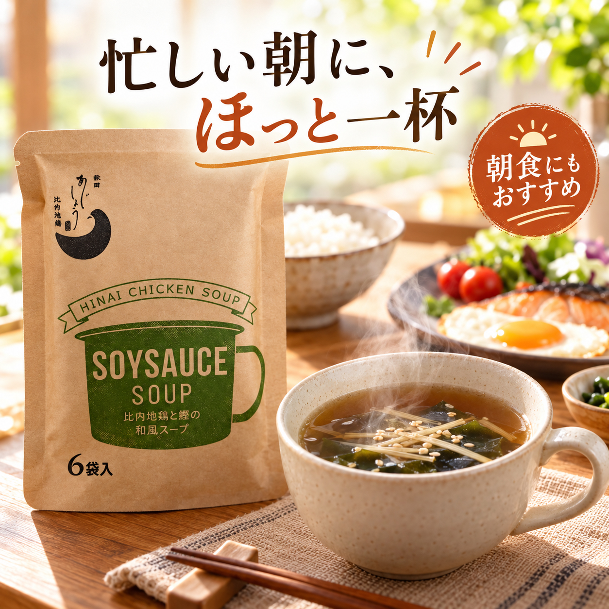 比内地鶏と鰹の和風スープ
