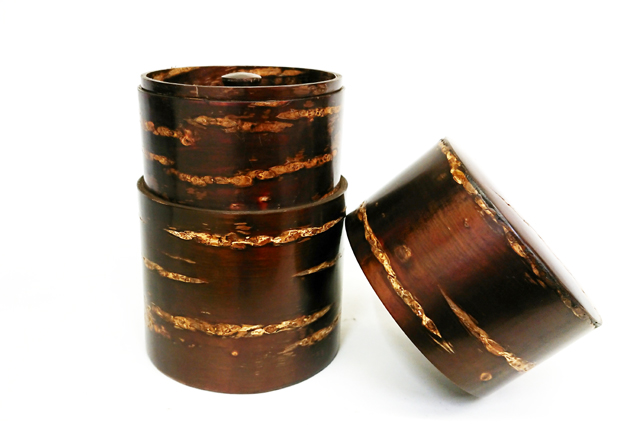 秋田の伝統工芸品,樺細工,キャニスター,茶筒,コーヒー入れ。桜皮 秋田の伝統工芸品,樺細工,キャニスター,茶筒,コーヒー入れ。桜皮