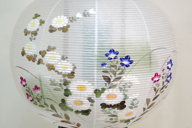 盆提灯 廻転行灯 あかり11号 銀杏蒔絵 絵入 (8605-11-705)