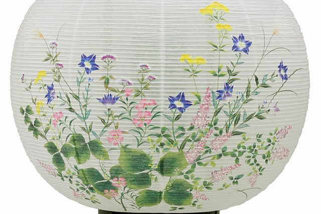 盆提灯 廻転行灯 花印 綾型蒔絵 絵入(8606-11-719)