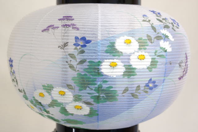 盆提灯 廻転行灯 あかり10号 桔梗蒔絵 対絵 (8608-10-718W)